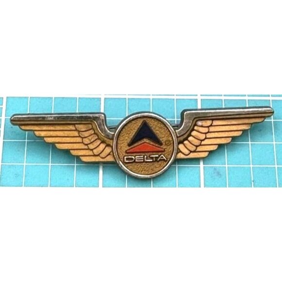 Vintage Delta Air Lines Junior Pilot Wings Pin Stoffel Seal
